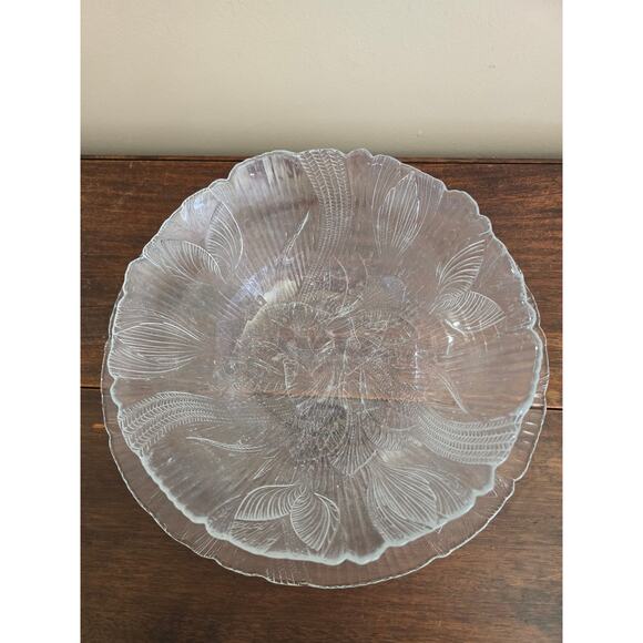 2pc Set Of Arcoroc France Canterbury  Crocus Clear Serving Bowl & Platter - Picture 2 of 12